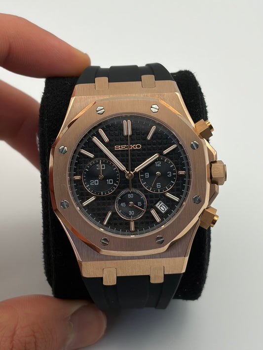 Royal Oak Rose Gold Chronograph Seiko Mod — Détail cadran