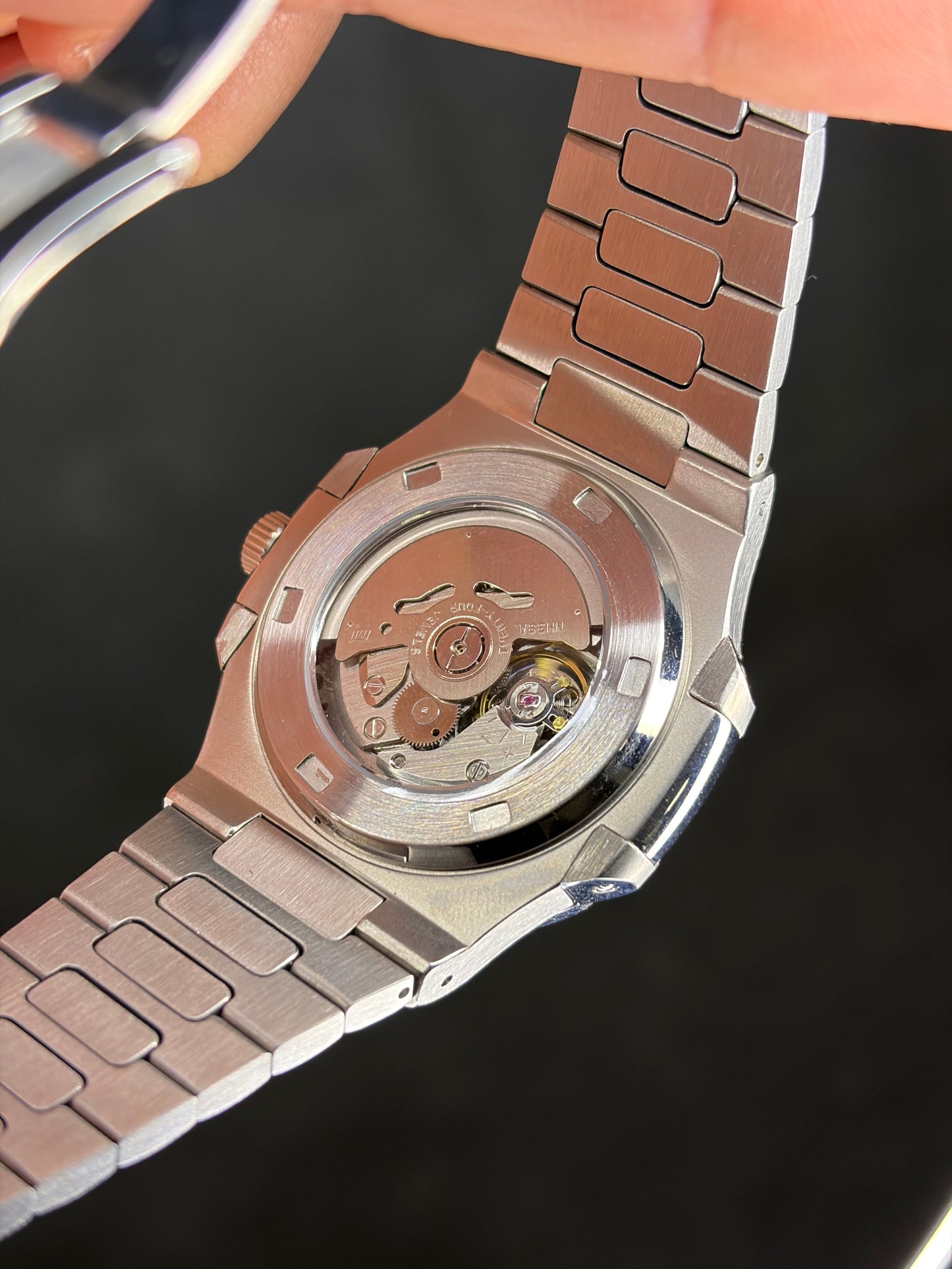 Open heart & Galaxy dial Nautilus Seiko Mod — Vue arrière