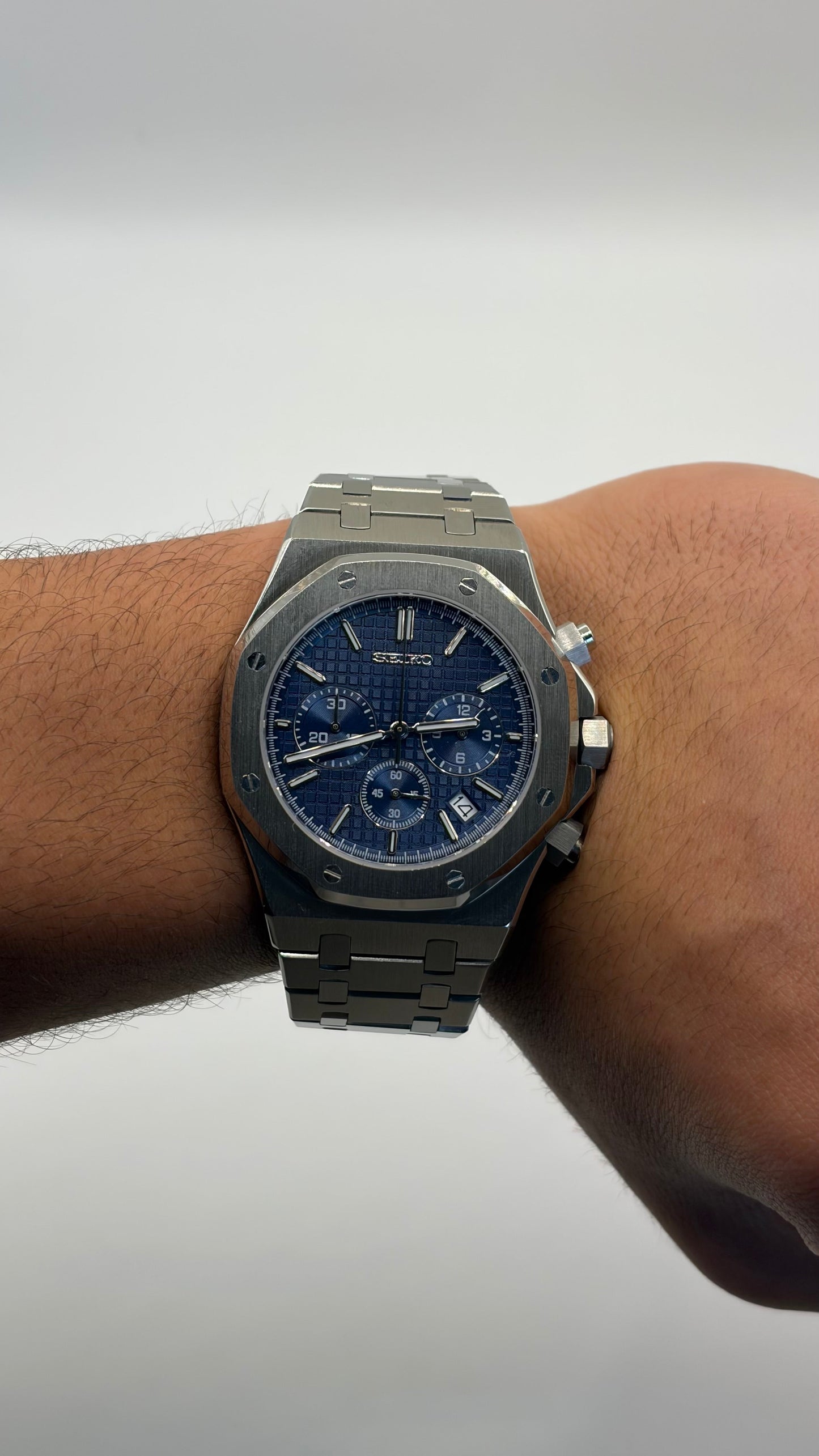 Royal Oak Blue Chronograph Seiko Mod — Détail bracelet