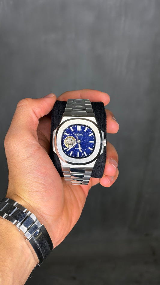 Open heart & Galaxy dial Nautilus Seiko Mod — Détail cadran