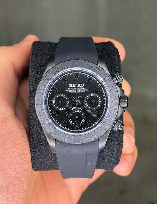 Full Black Oysterflex Daytona Seiko Mod — Détail cadran