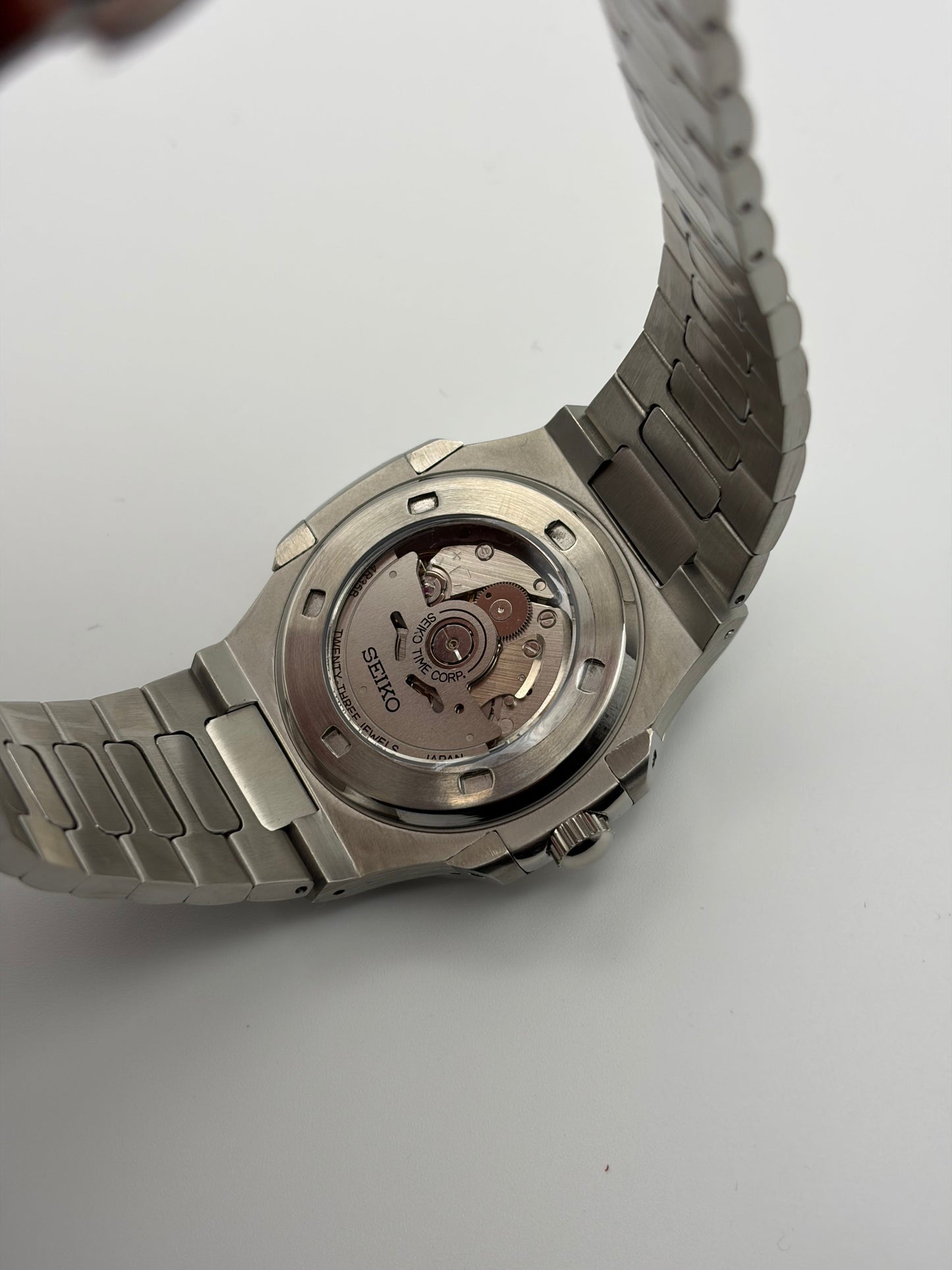 Nautilus Glacier Blue Seiko Mod — Détail cadran
