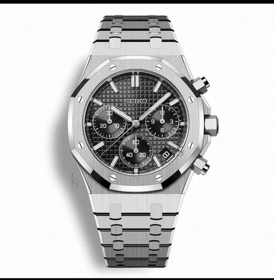 Royal Oak Black Chronograph Seiko Mod — Vue de face