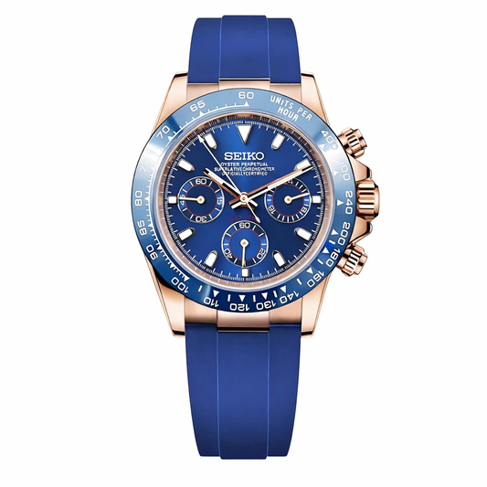 Daytona Blue & Yellow Gold - l Mod Seiko Mod — Vue de face
