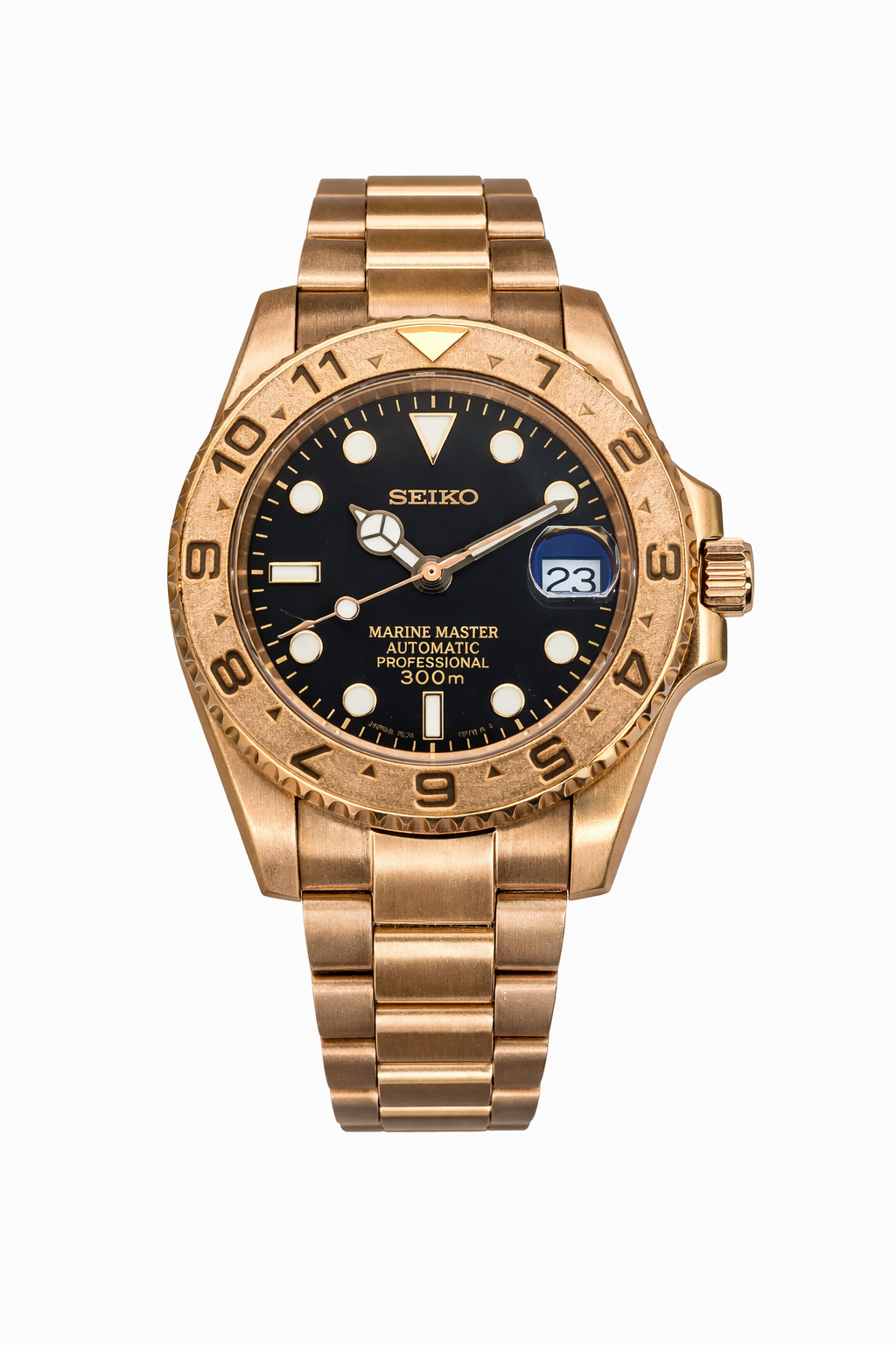 Yellow Gold Yacht Master Seiko Mod — Vue de face