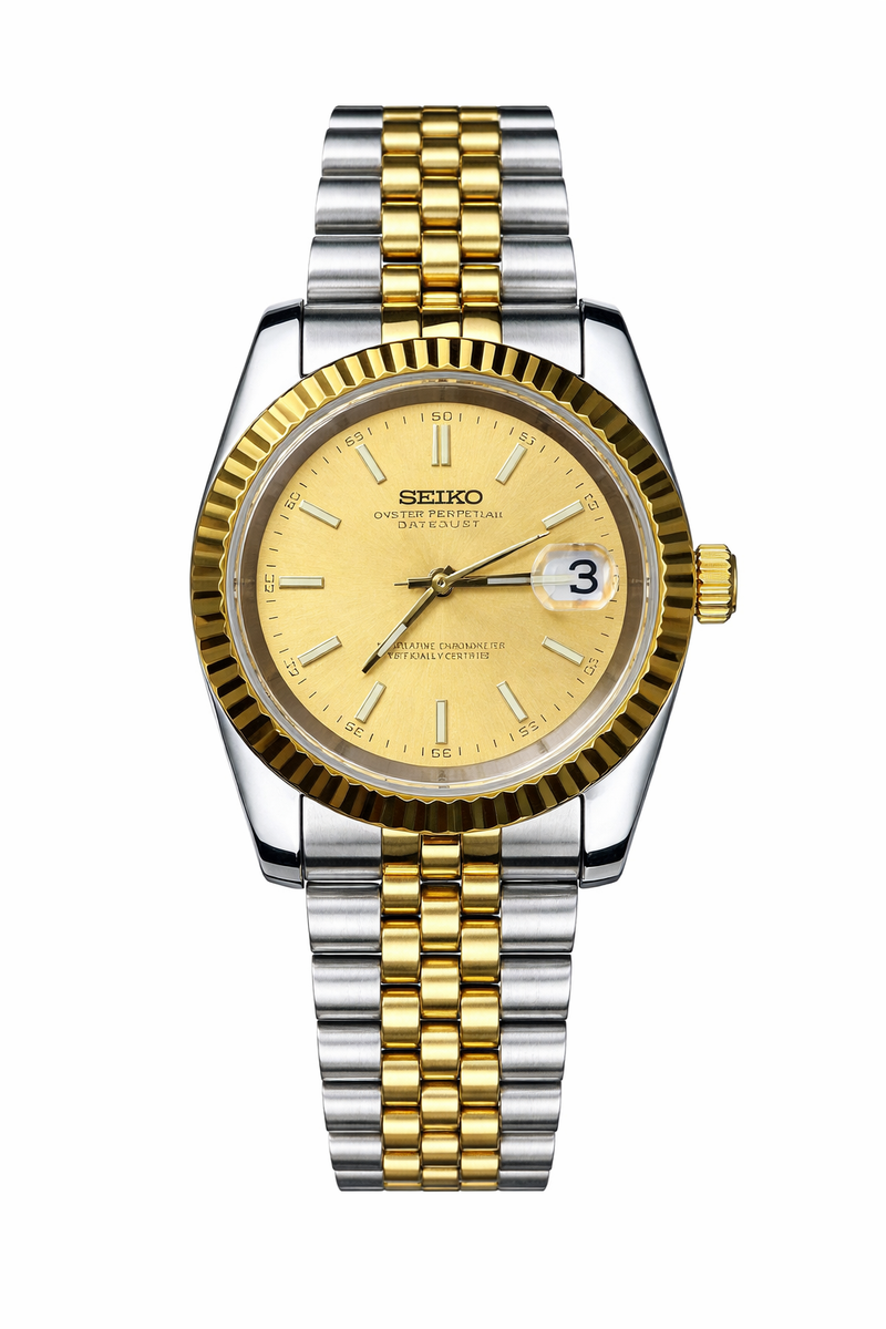 Seiko Mod Datejust Two Tone Gold Silver