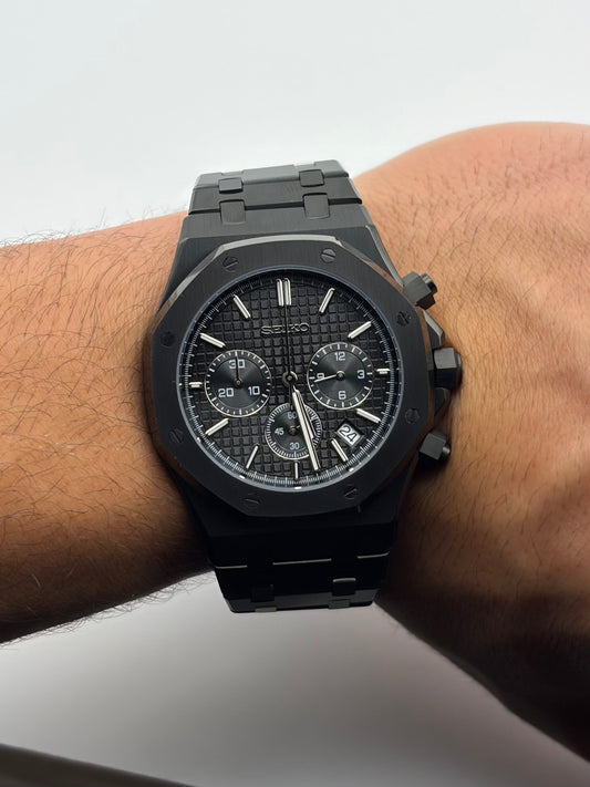 Royal Oak Chronograph Triple Black Seiko Mod — Détail cadran