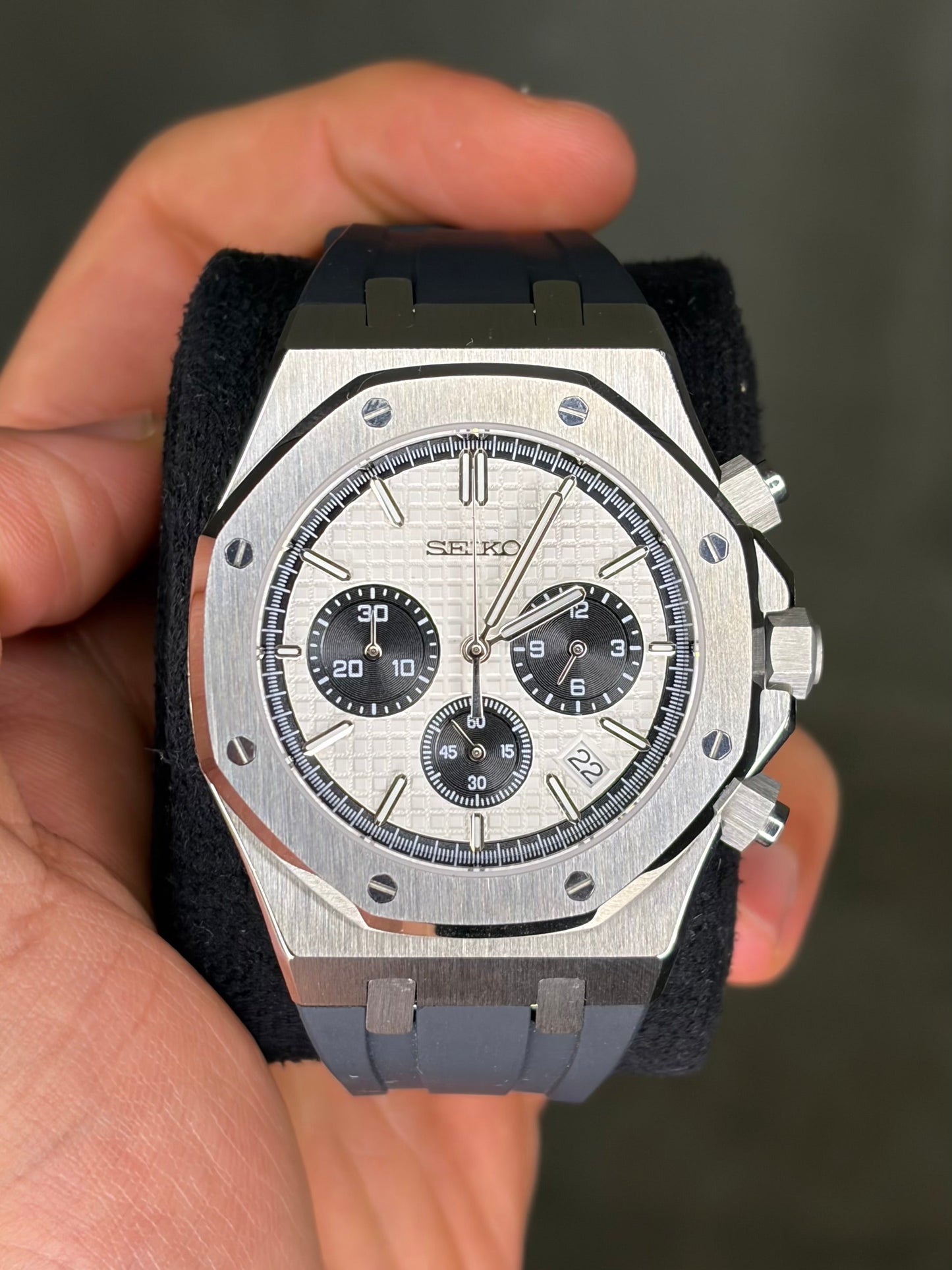 Silver Royal Oak Chronograph Seiko Mod — Détail cadran