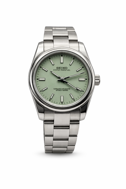 Oyster Perpetual Pistachio Seiko Mod — Vue de face