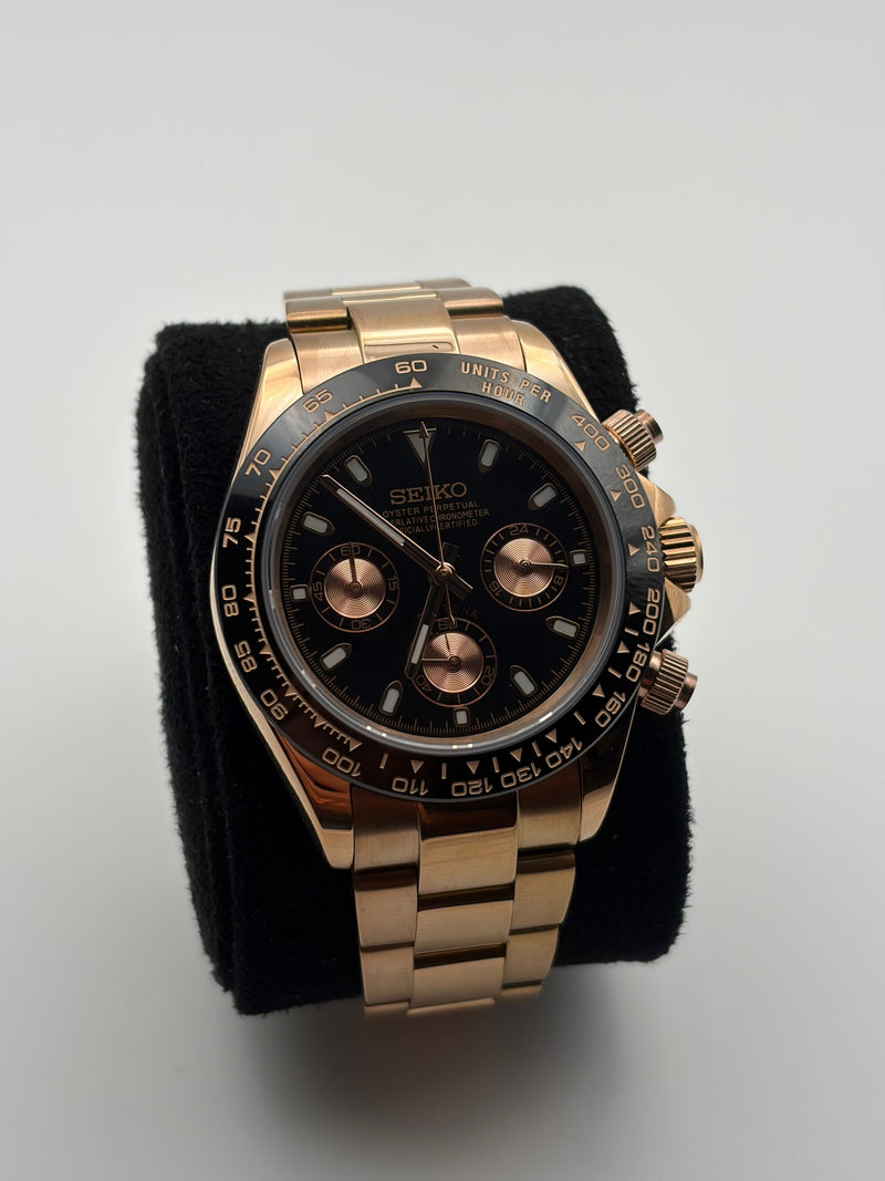 Seiko Mod Daytona Rose gold & Black