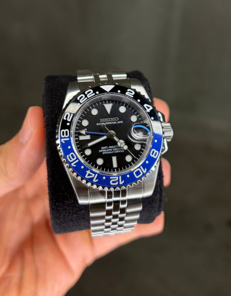 Seiko Mod GMT MASTER II Batgirl Black & Blue bezel