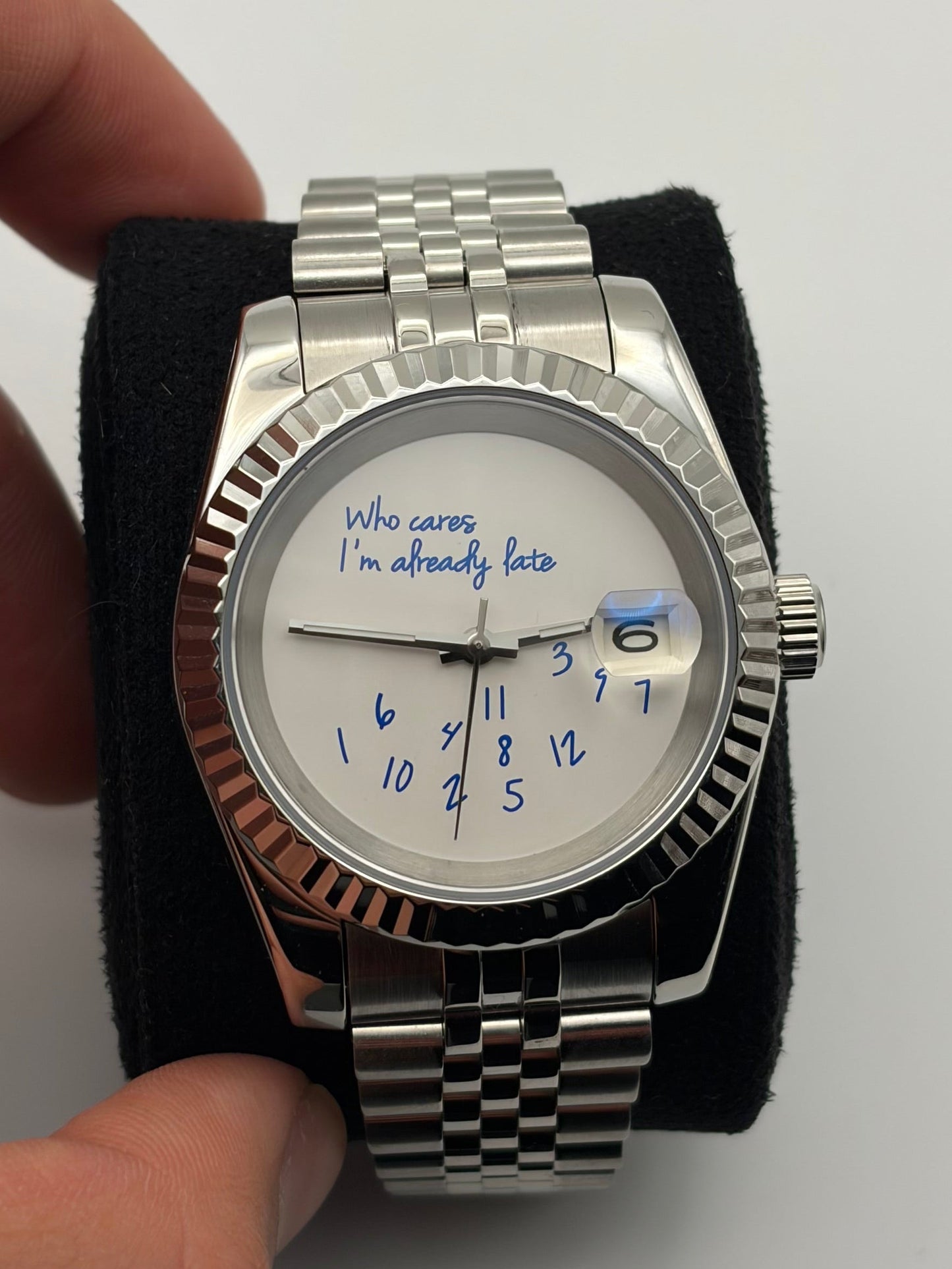 Who Cares Im Already Late Datejust Seiko Mod — Détail cadran