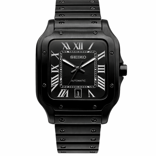 Santos Triple Black Seiko Mod — Vue de face
