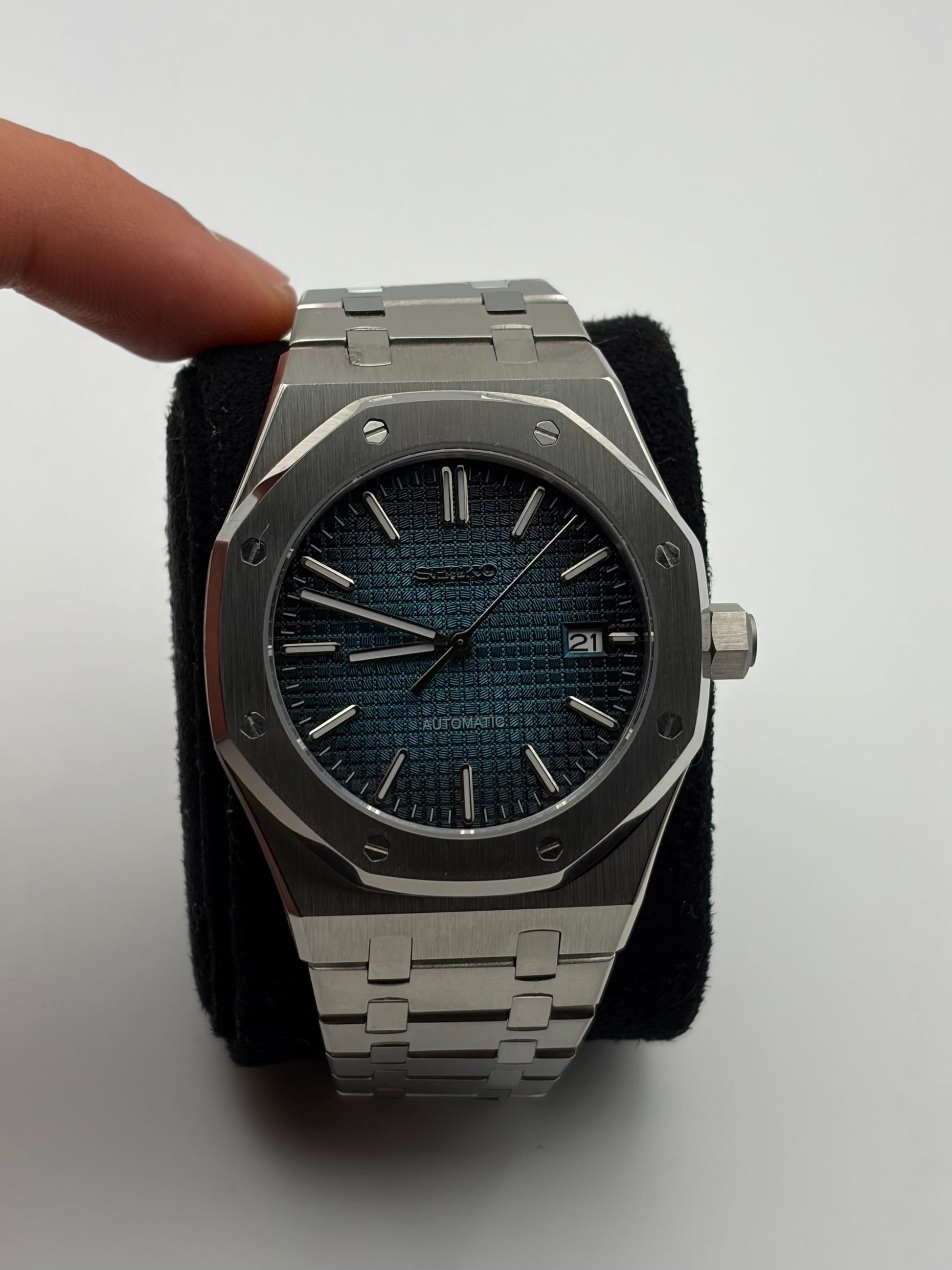 Royal oak blue jazz fade dial Seiko Mod — Détail cadran