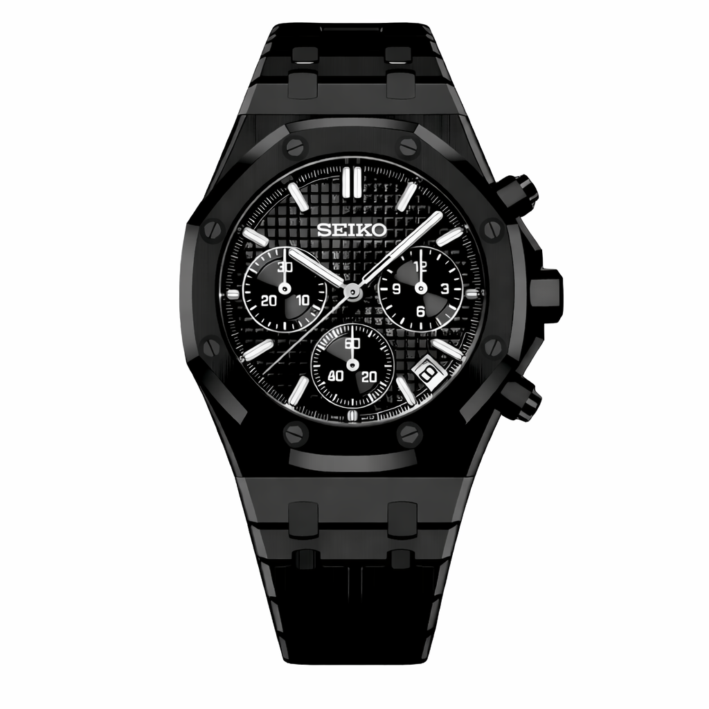 Royal Oak Chronograph Triple Black Seiko Mod — Vue de face