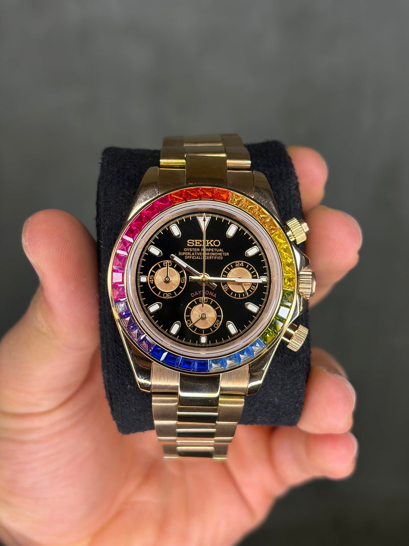 Seiko Mod Rainbow Rose Gold Daytona