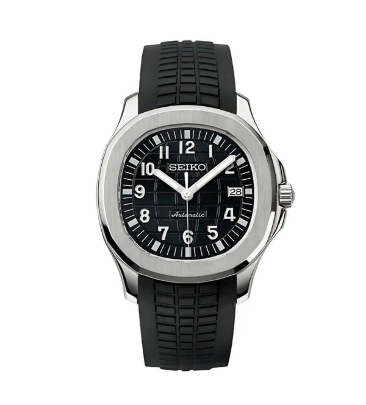 Black and silver Aquanaut Seiko Mod — Vue de face