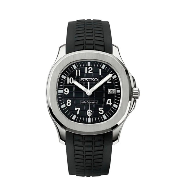 Black and silver Aquanaut Seiko Mod — Vue de face