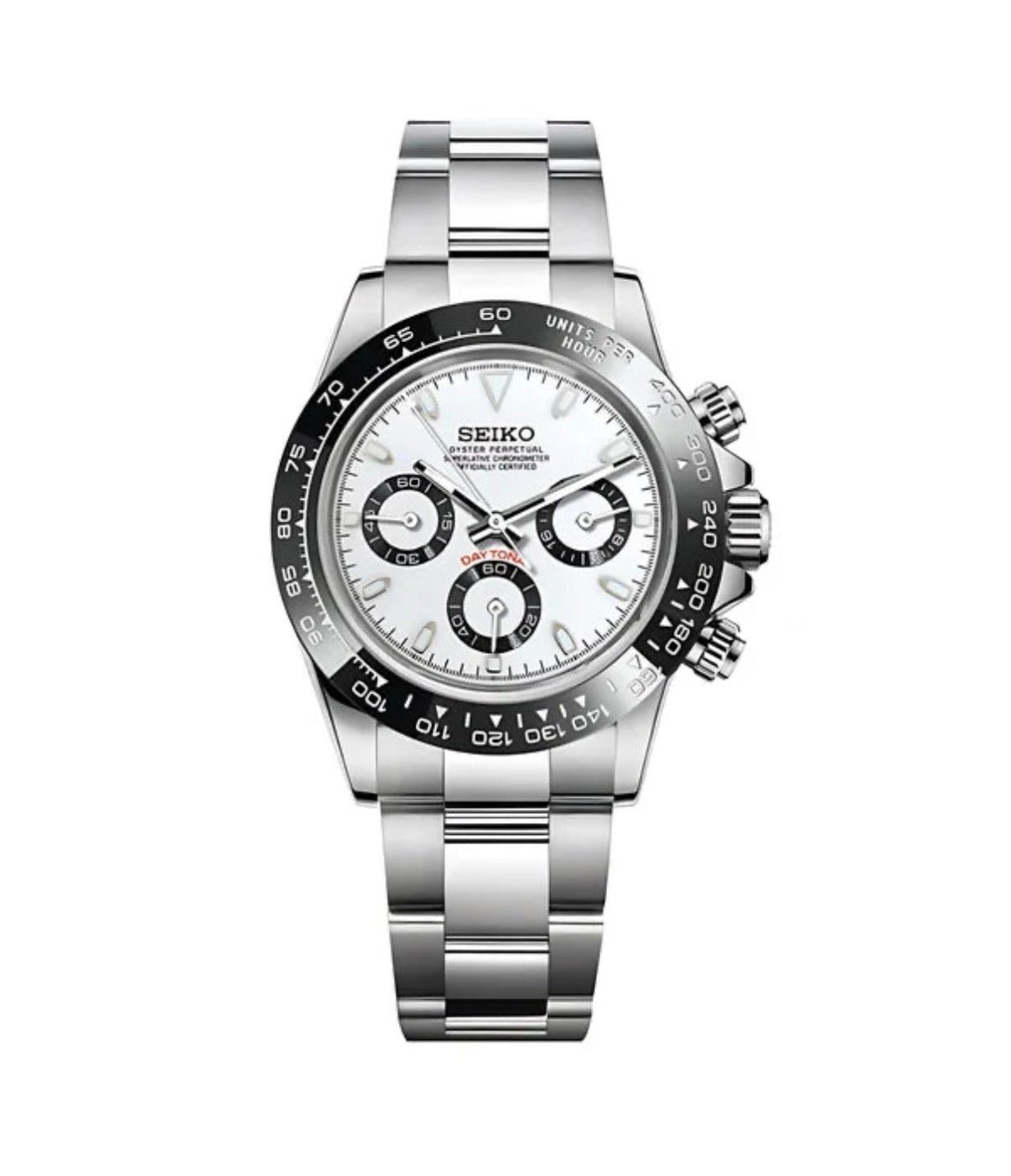 Panda Daytona Seiko Mod — Vue de face