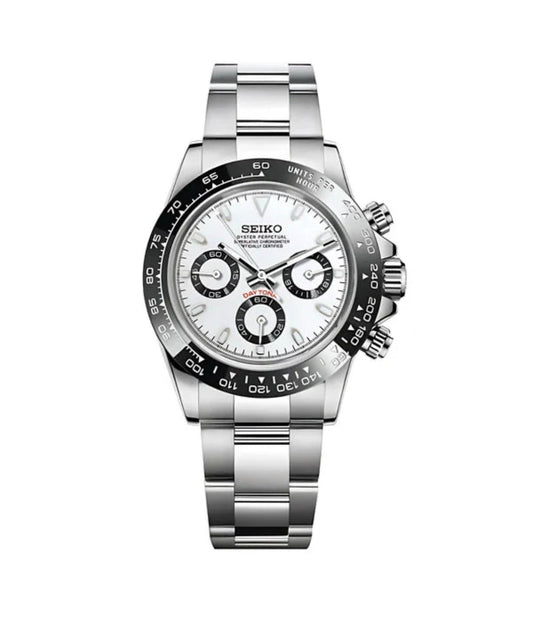 Panda Daytona Seiko Mod — Vue de face