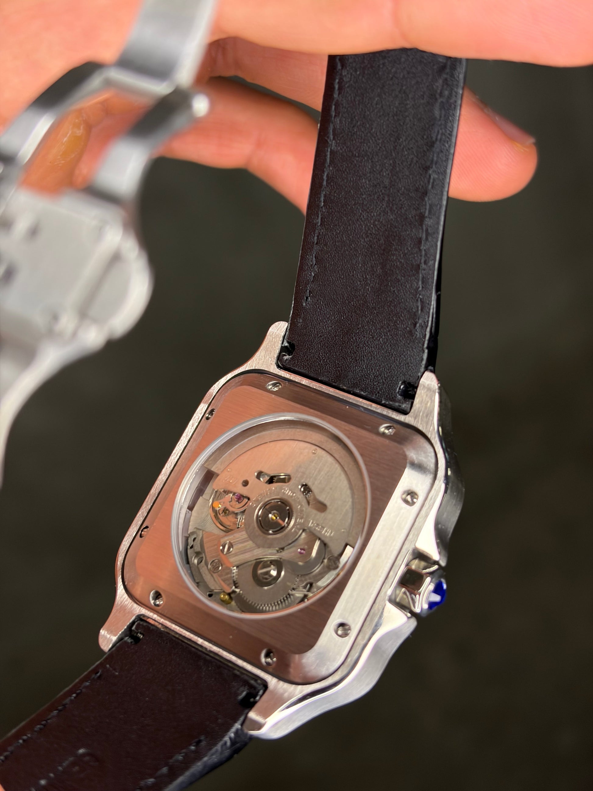 Santico Leather Strap Silver Case Seiko Mod — Vue de profil