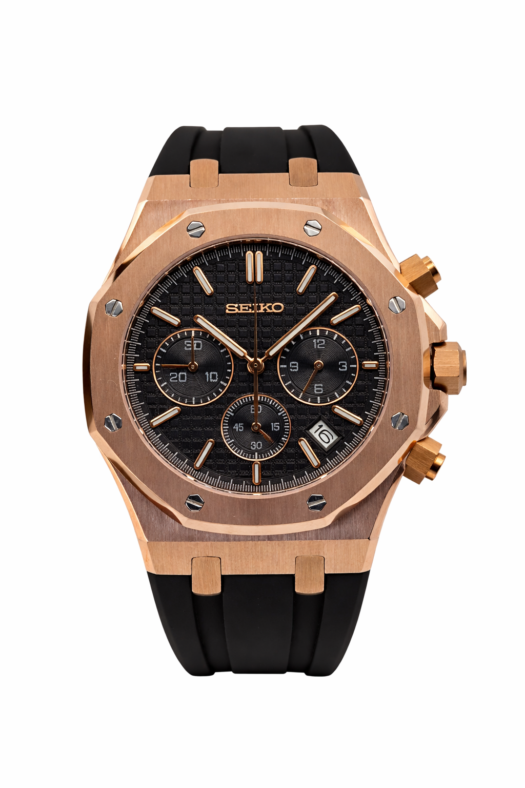 Royal Oak Rose Gold Chronograph Seiko Mod — Vue de face