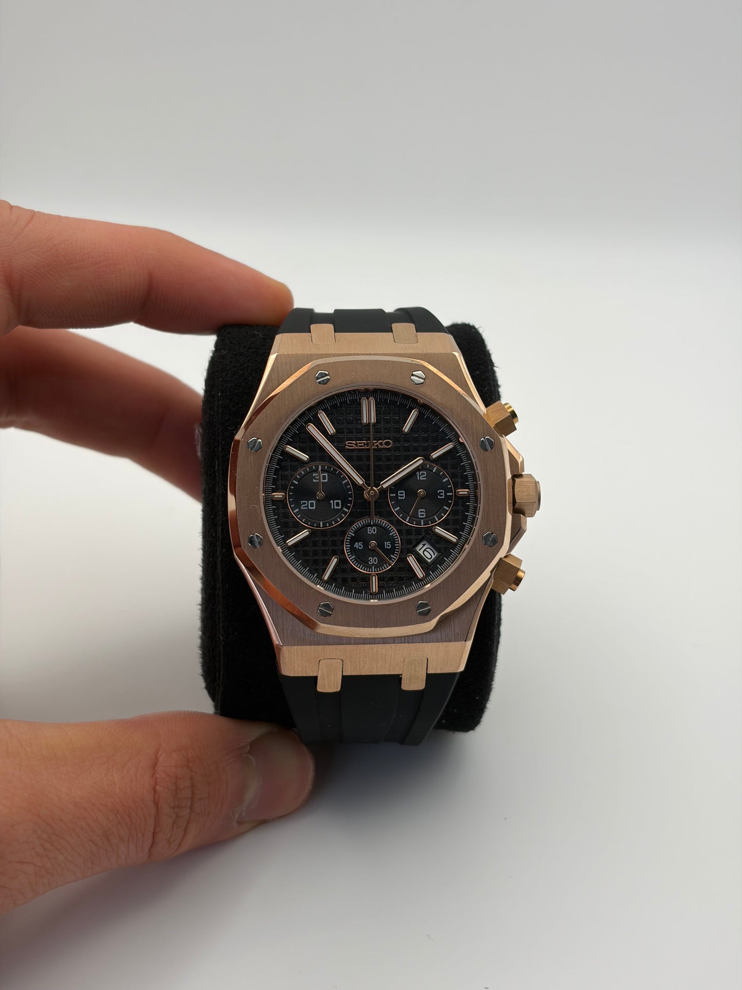 Royal Oak Rose Gold Chronograph Seiko Mod — Détail bracelet