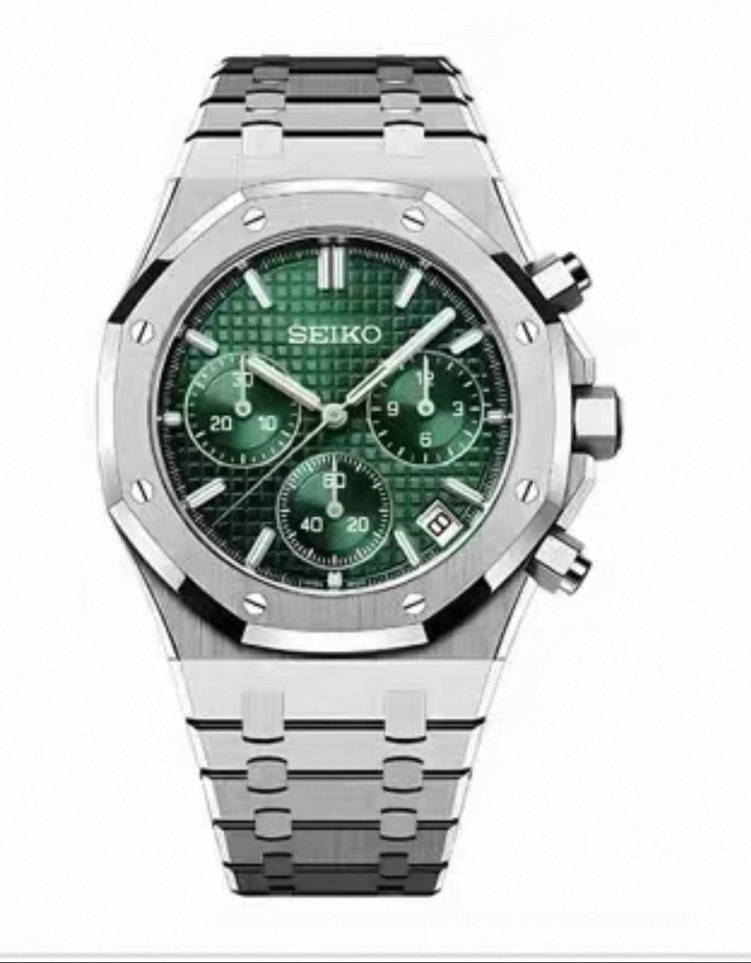 Royal Oak Green Chronograph Seiko Mod — Vue de face