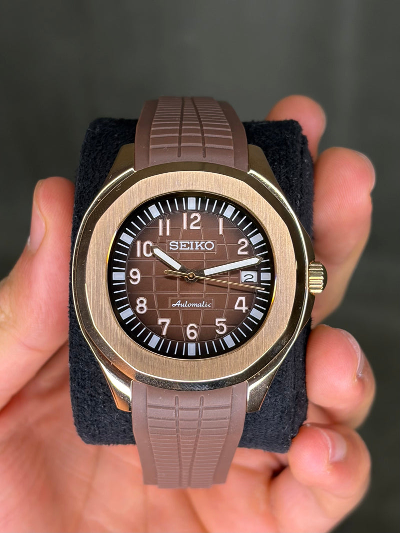 Seiko Mod Rose Gold Chocolate brown Aquanaut