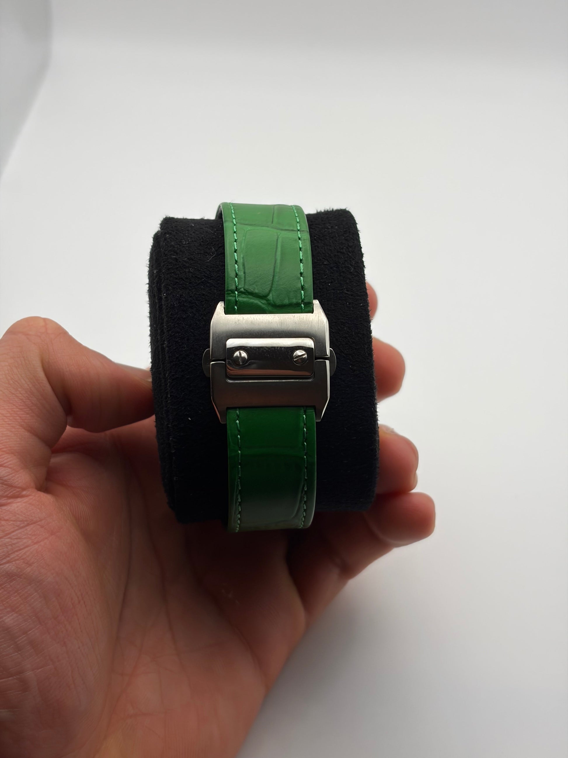 Santos Green Leather Bracelet Seiko Mod — Détail bracelet