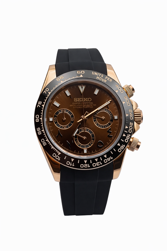 Daytona Rose Gold arabic numerals Seiko Mod — Vue de face