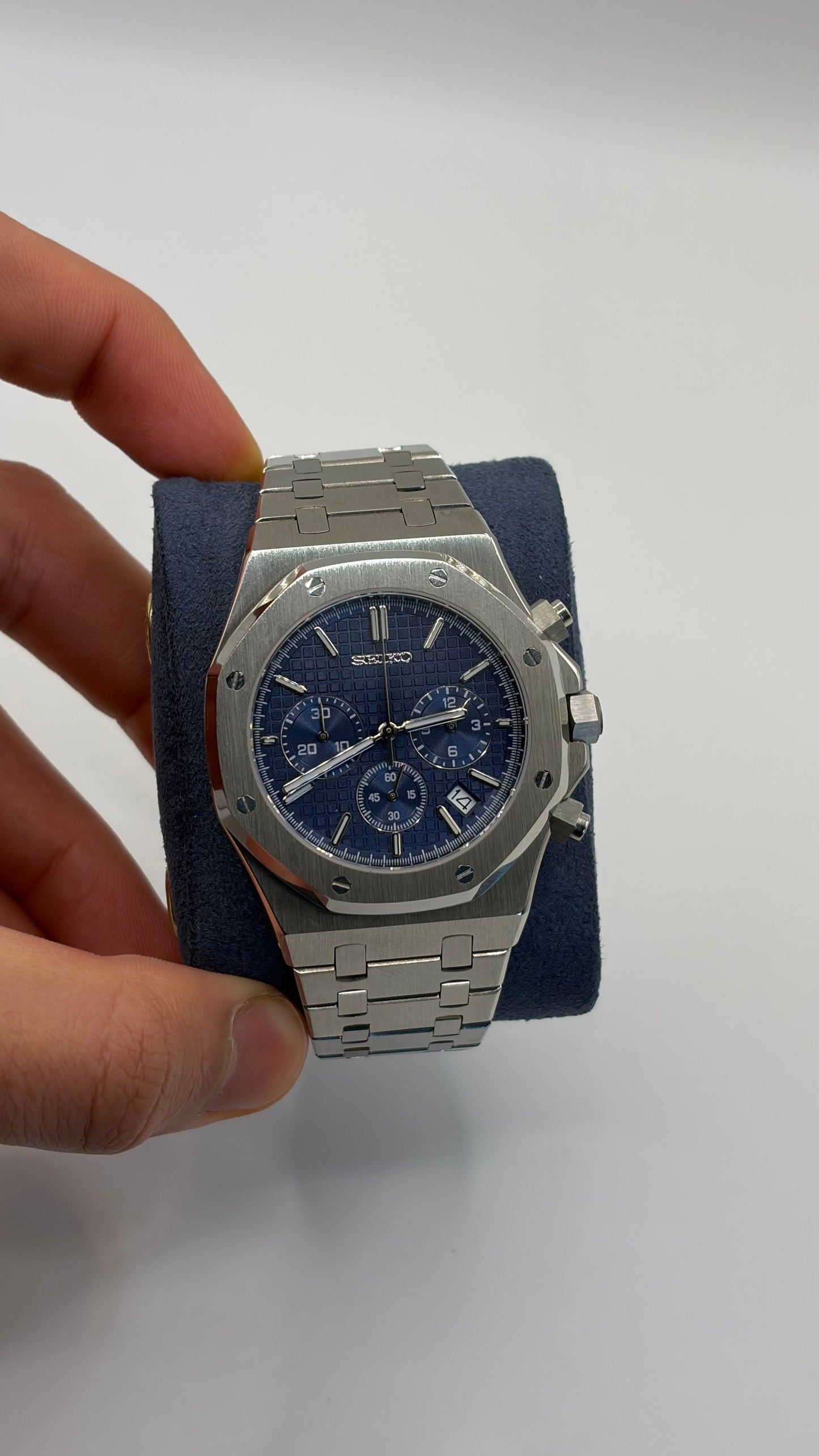 Royal Oak Blue Chronograph Seiko Mod — Détail cadran