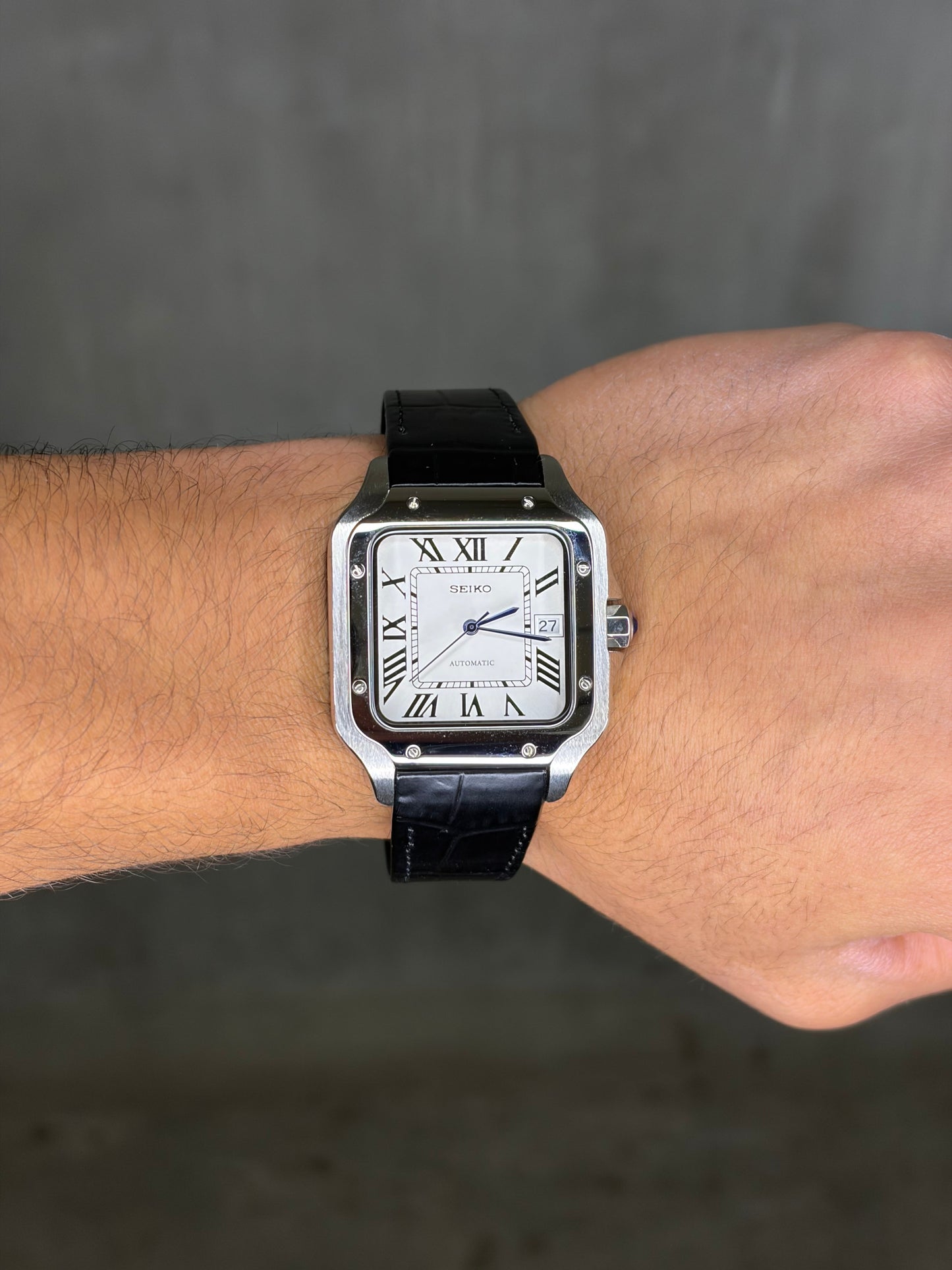 Santico Leather Strap Silver Case Seiko Mod — Au poignet