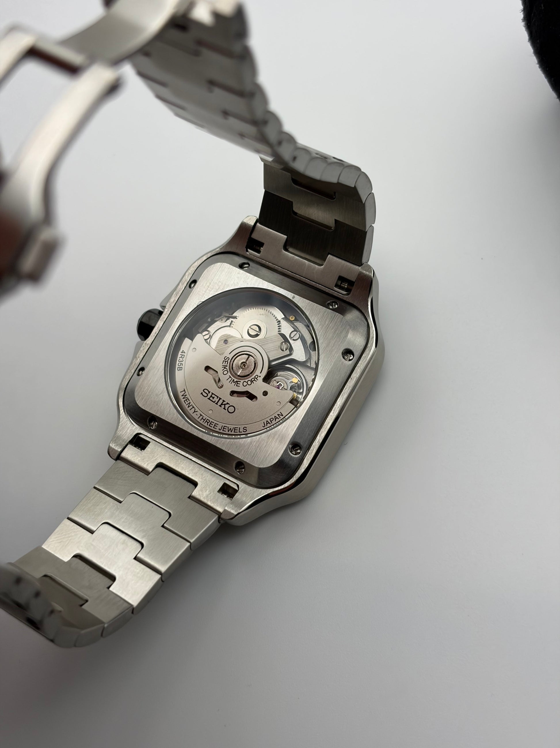Santos Green Ombre Dial Seiko Mod — Détail cadran