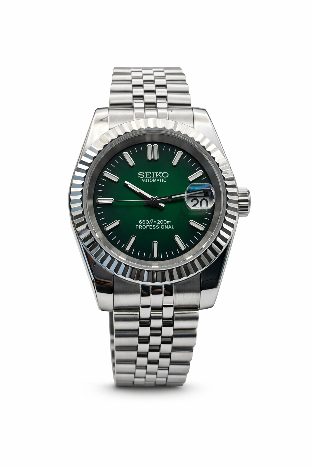 Datejust Green Ombre Seiko Mod — Vue de face