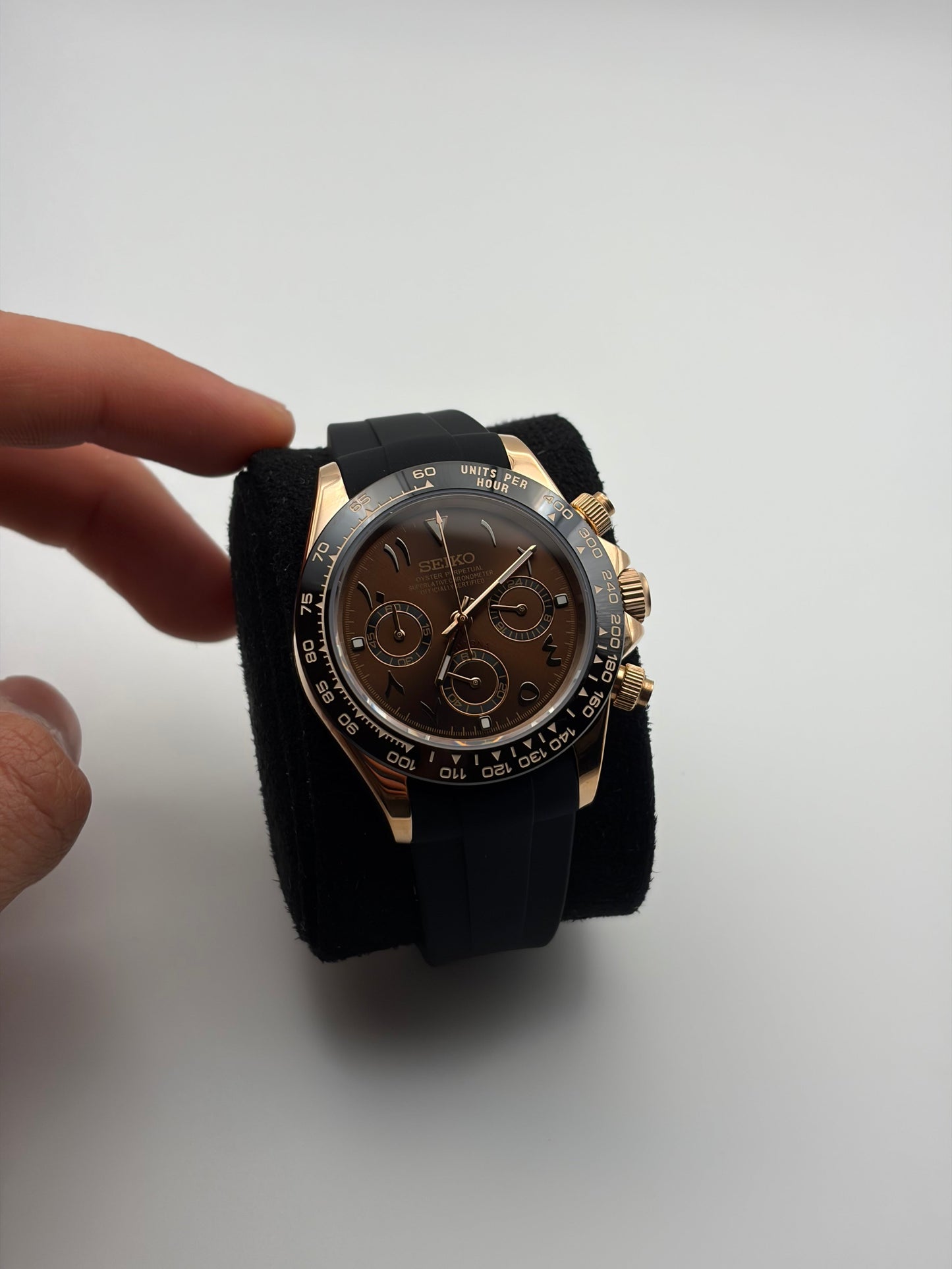 Daytona Rose Gold arabic numerals Seiko Mod — Au poignet