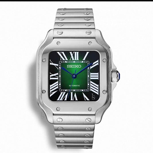 Santos Green Ombre Dial Seiko Mod — Vue de face
