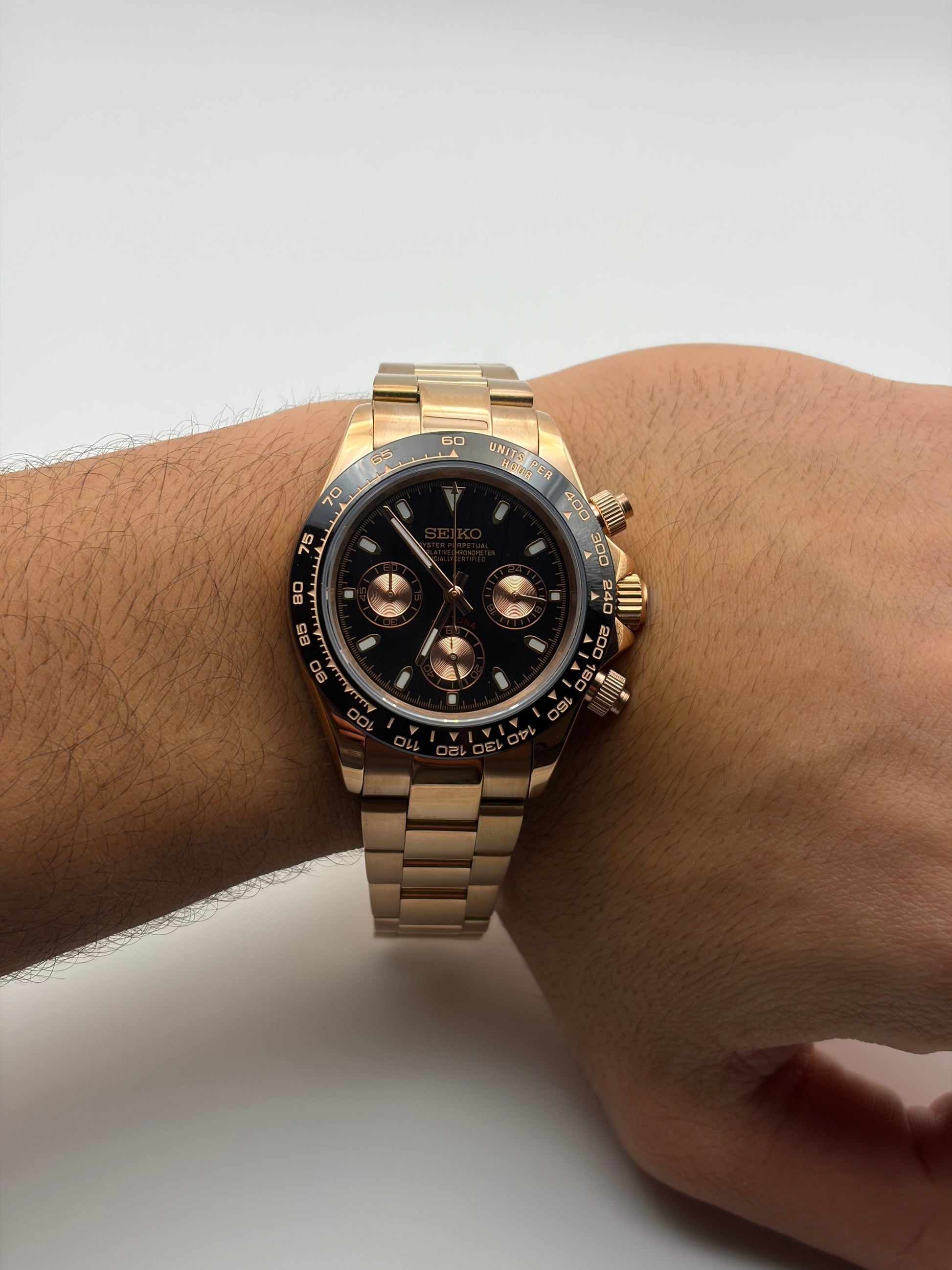 Daytona Rose gold & Black Seiko Mod — Au poignet
