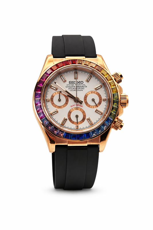 Seitona Rainbow Oysterflex Seiko Mod — Vue de face