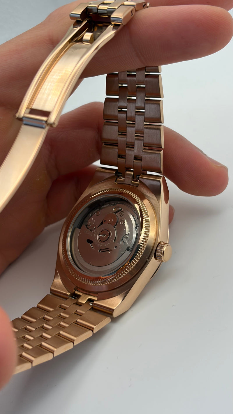 Seiko Mod Land Dweller Rose Gold White Dial