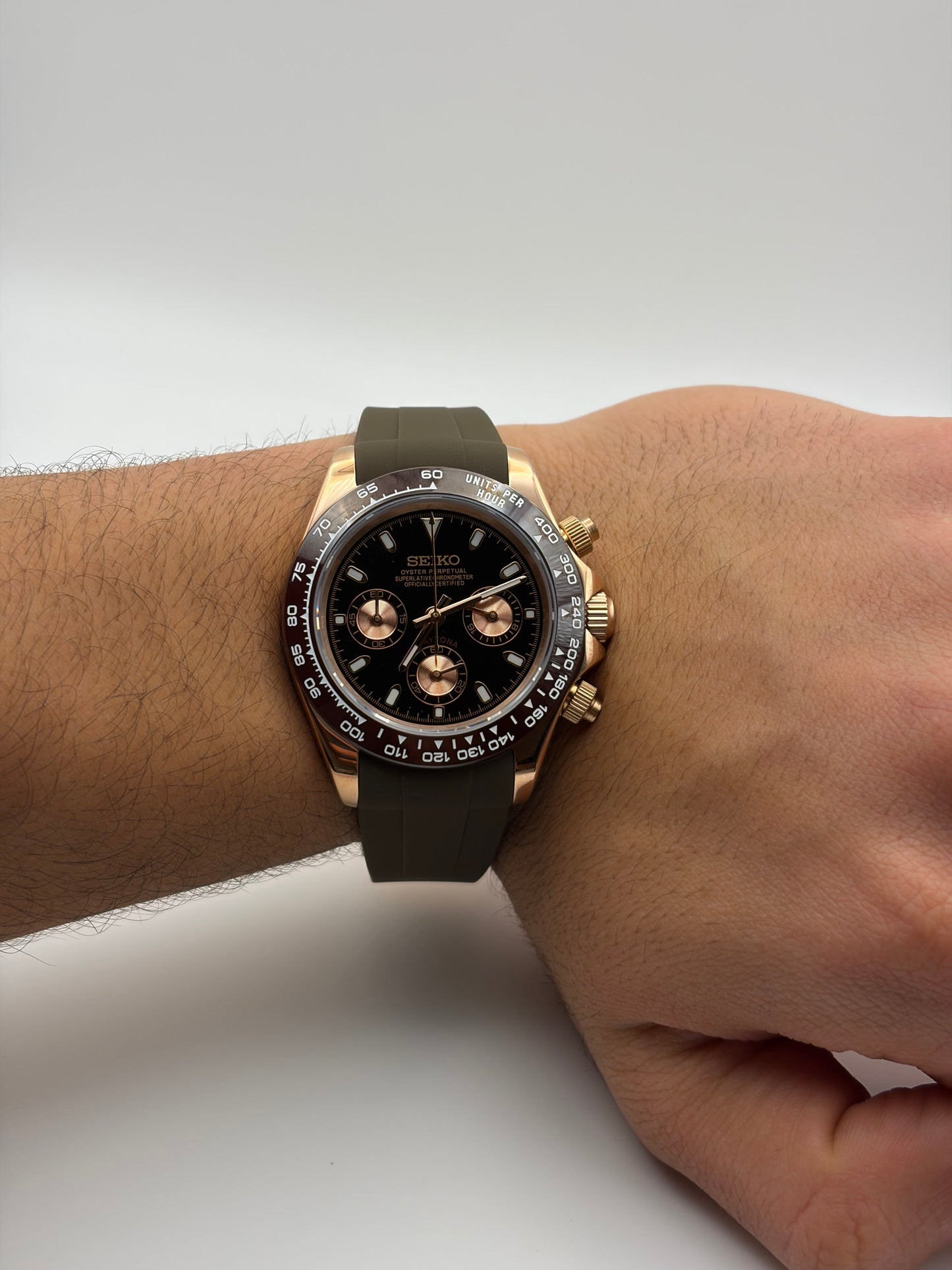 Daytona Rose gold Mocha Seiko Mod — Au poignet