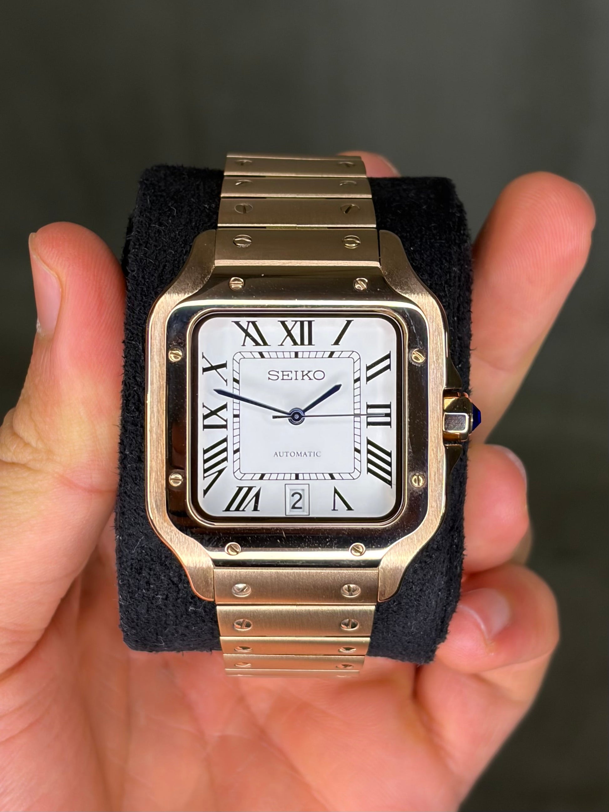 Santico Rose Gold & White Dial Seiko Mod — Détail cadran