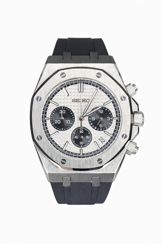 Silver Royal Oak Chronograph Seiko Mod — Vue de face