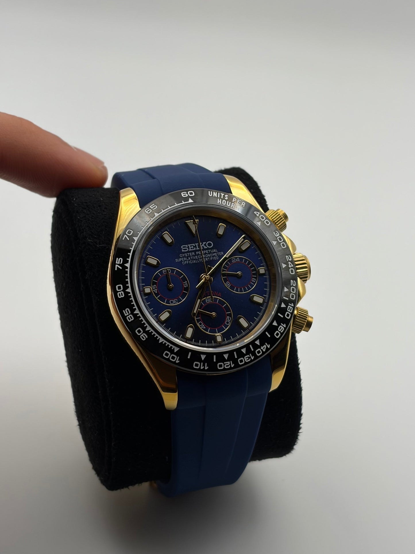 Daytona Blue & Yellow Gold - l Mod Seiko Mod — Détail cadran