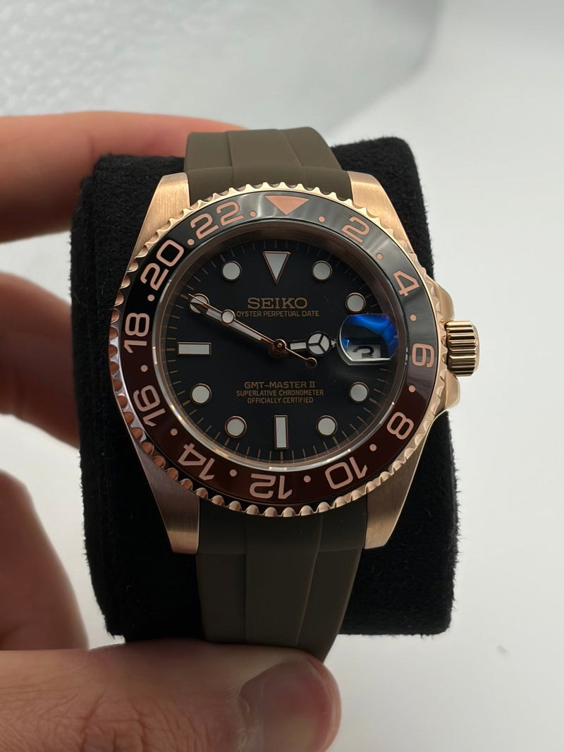 Seiko Mod GMT Master II Mocha Rose Gold