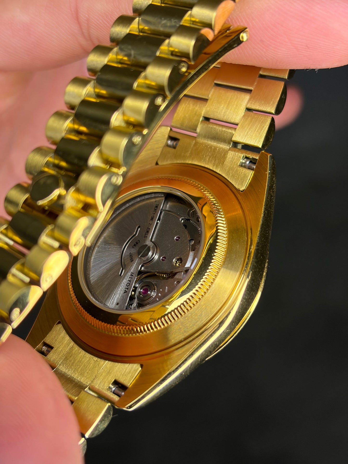 Gold & Black baguette dial DayDate Seiko Mod — Au poignet
