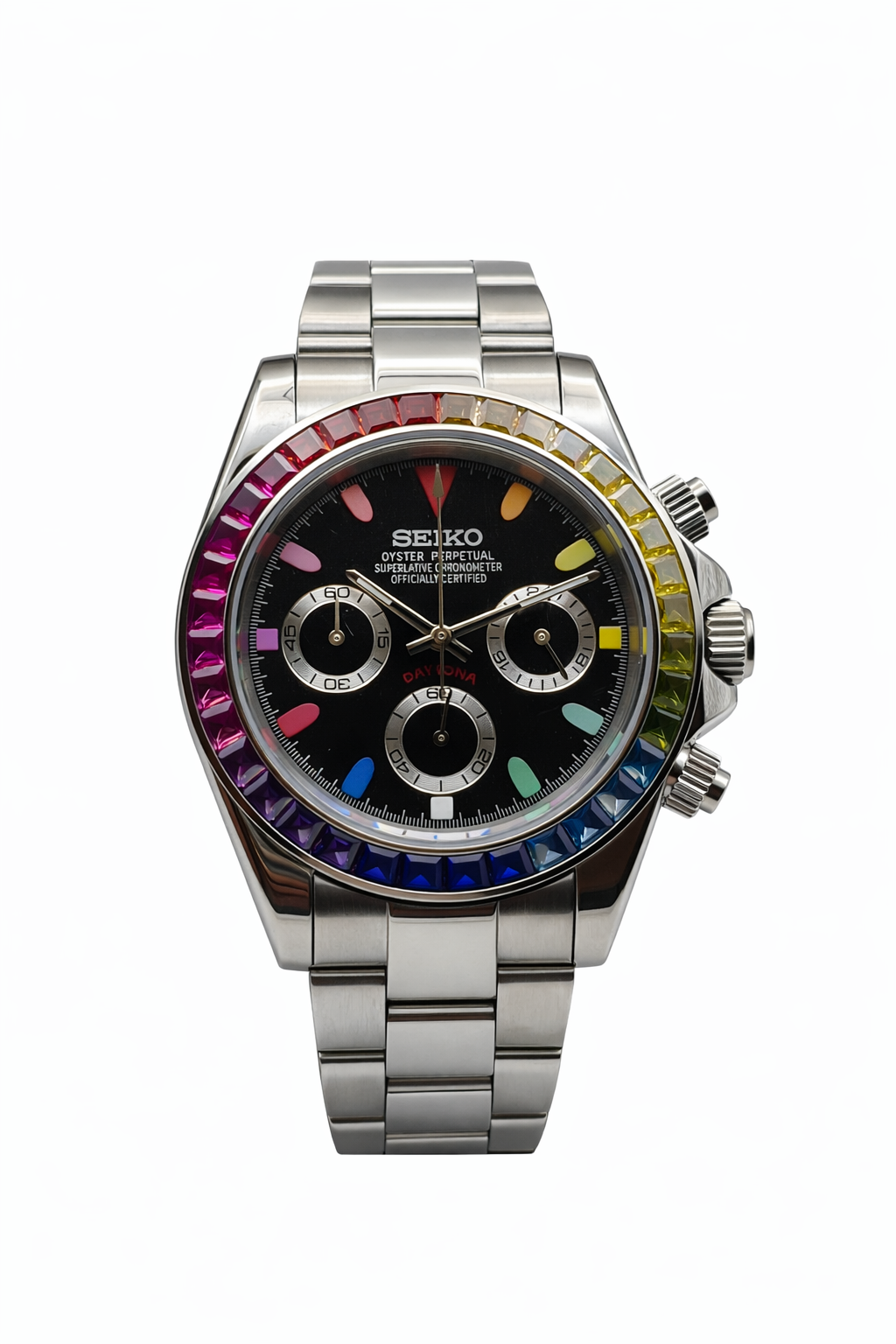 Daytona Rainbow Bezel Seiko Mod — Vue de face