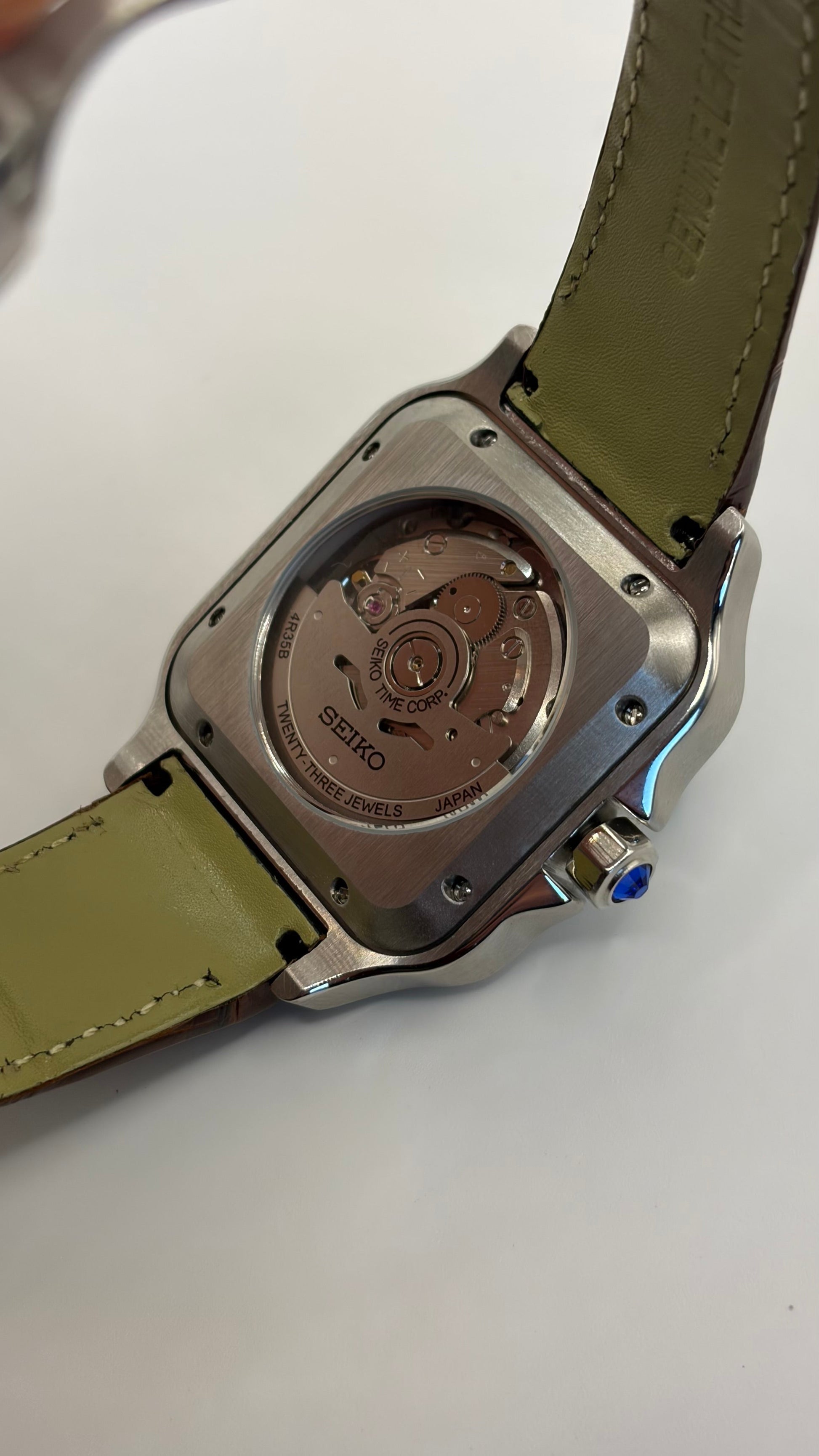Santos Brown Leather Seiko Mod — Détail bracelet