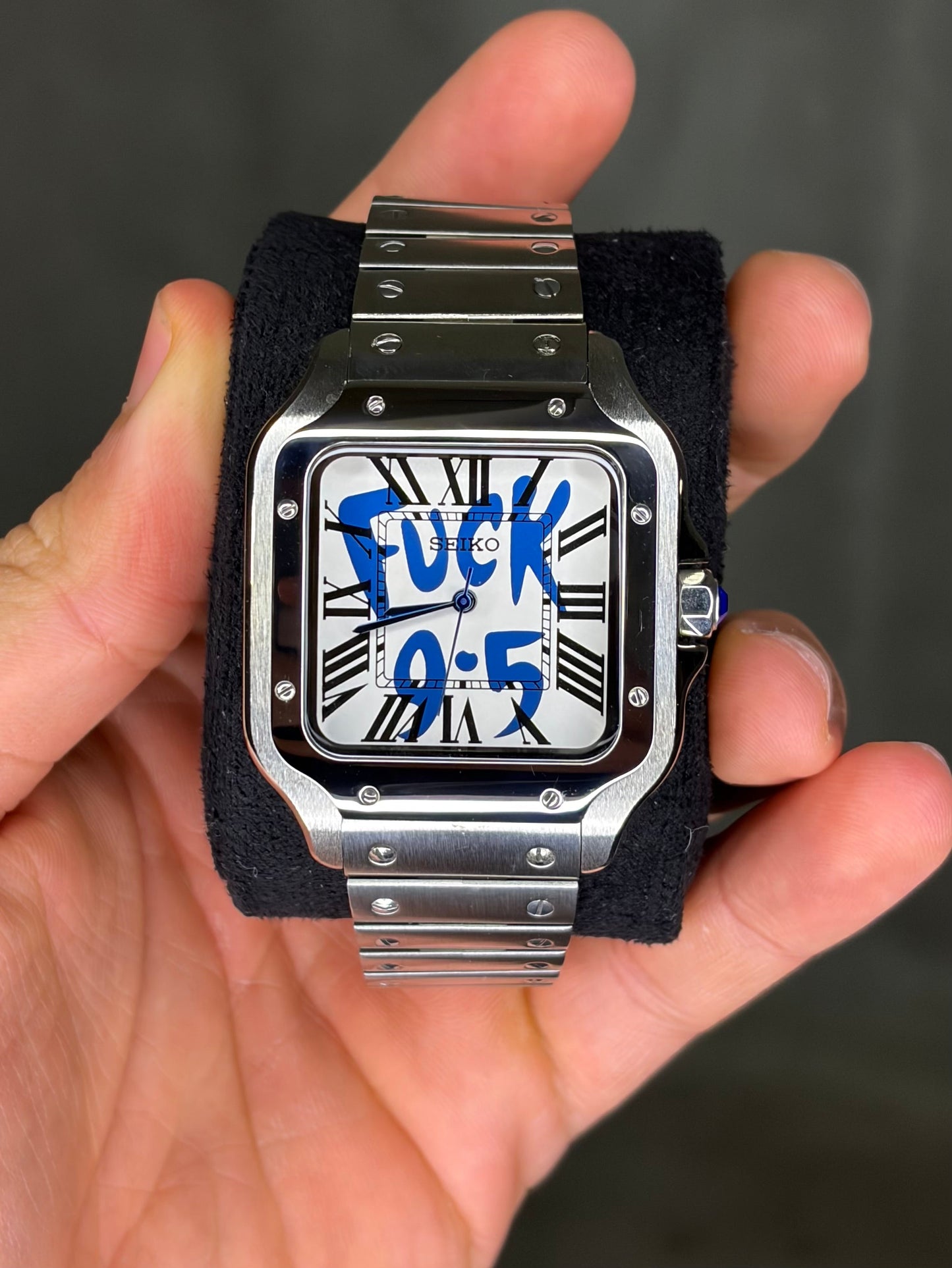 Santico Blue Fuck 9-5 Seiko Mod — Détail cadran