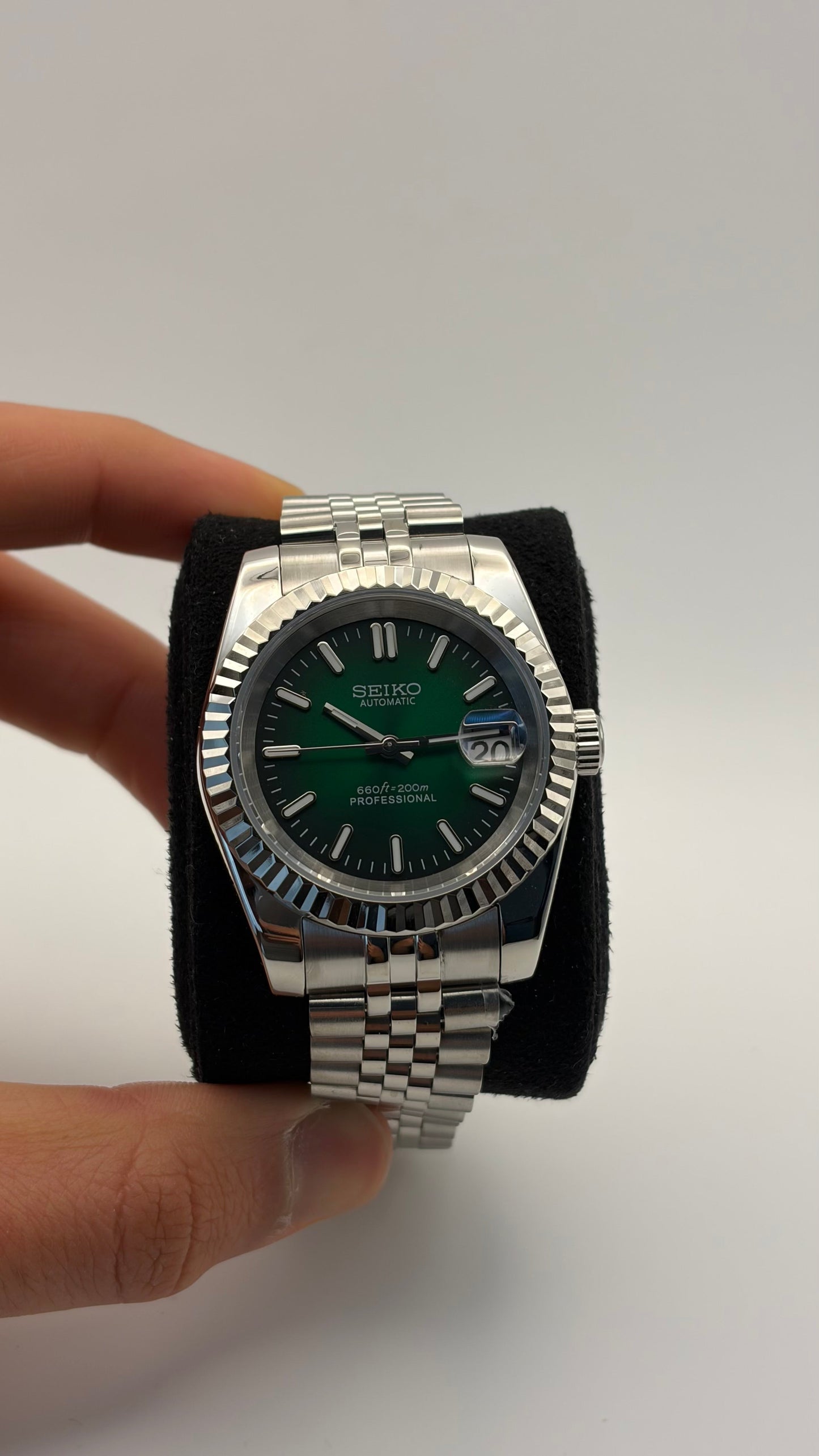 Datejust Green Ombre Seiko Mod — Détail cadran